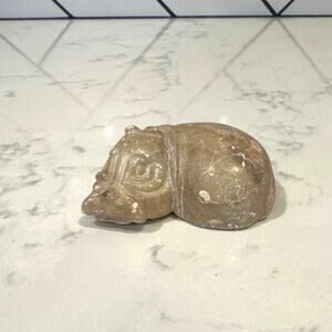 Vintage Chinese sandstone art hippopotamus paperweight figurine shelf trinket